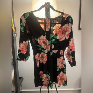 Yumi Kim “Liz” belted Silk Romper - Black Floral, XS